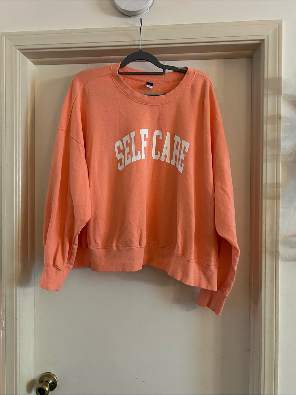 Old Navy Coral 'SELF CARE' Crewneck Sweatshirt - Women